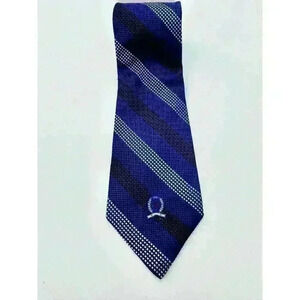 VTG Tommy Hilfiger Repp Tie Jacquard 100% Silk Necktie Red‎ Blue Woven 57L X 4W